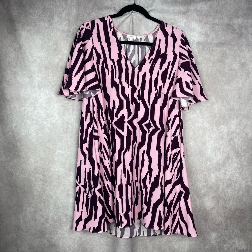 Rhode Tabitha Printed Crepe Ikat Print Mini Dress In Pink Purple Women's Size S